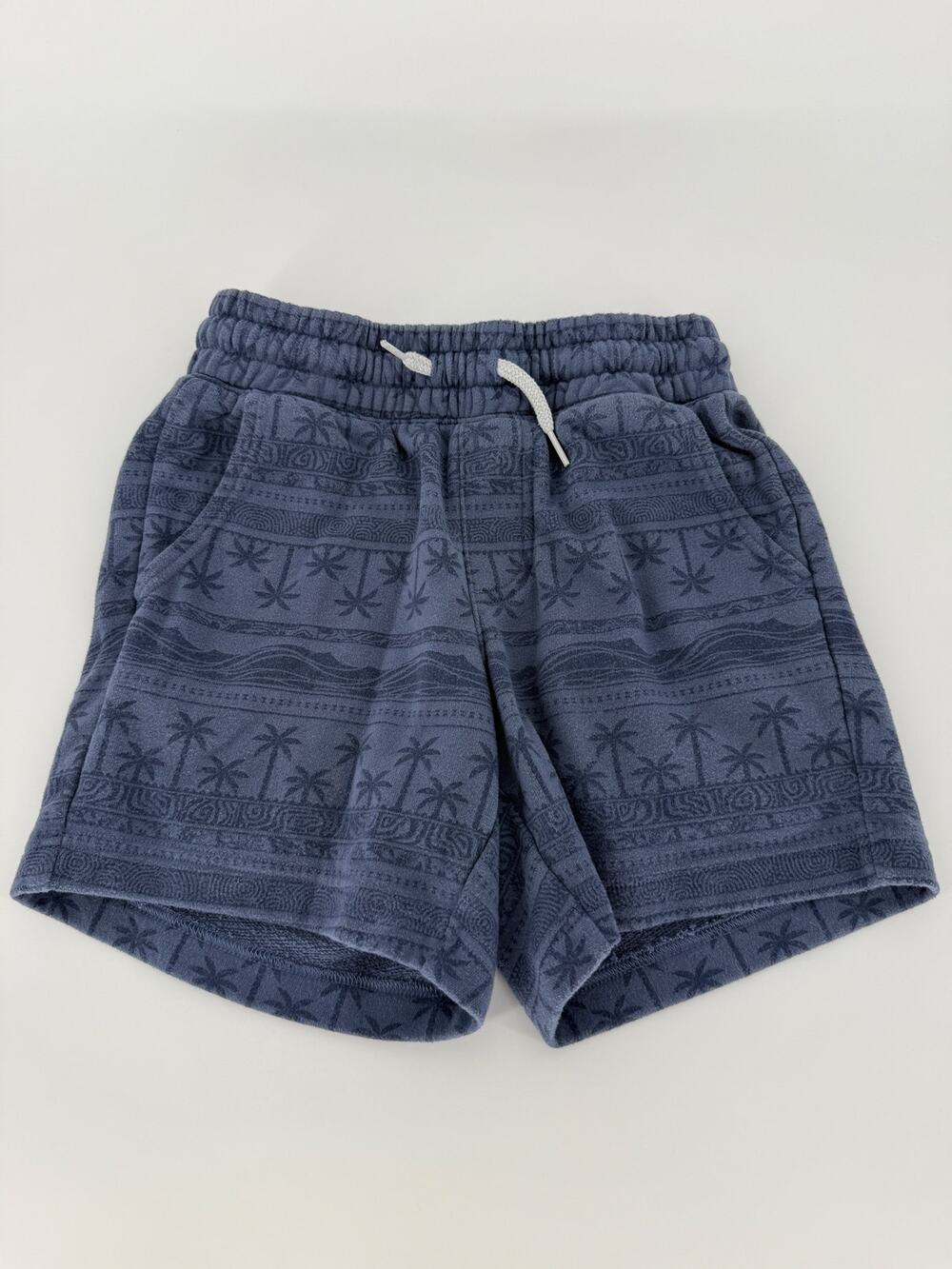 Sonoma Boys Shorts Size 8 Blue Palm Tree Drawstring Knit Casual Cotton Blend